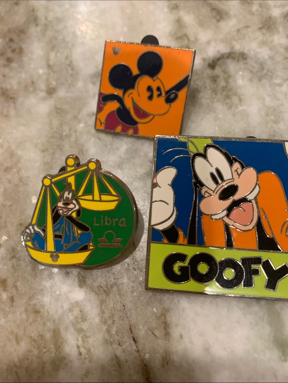 Disney Character Enamel Pins - Orange, Green, Blue